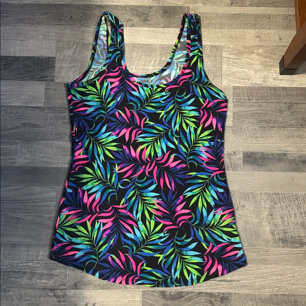 Tropical Leaf Print Tank Top